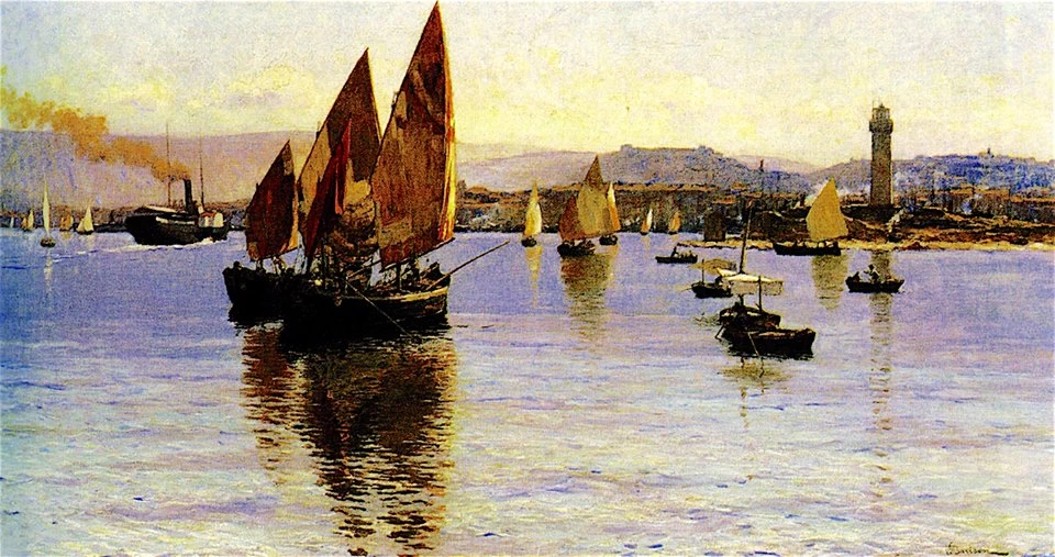 Barche nel porto di Trieste, 1908